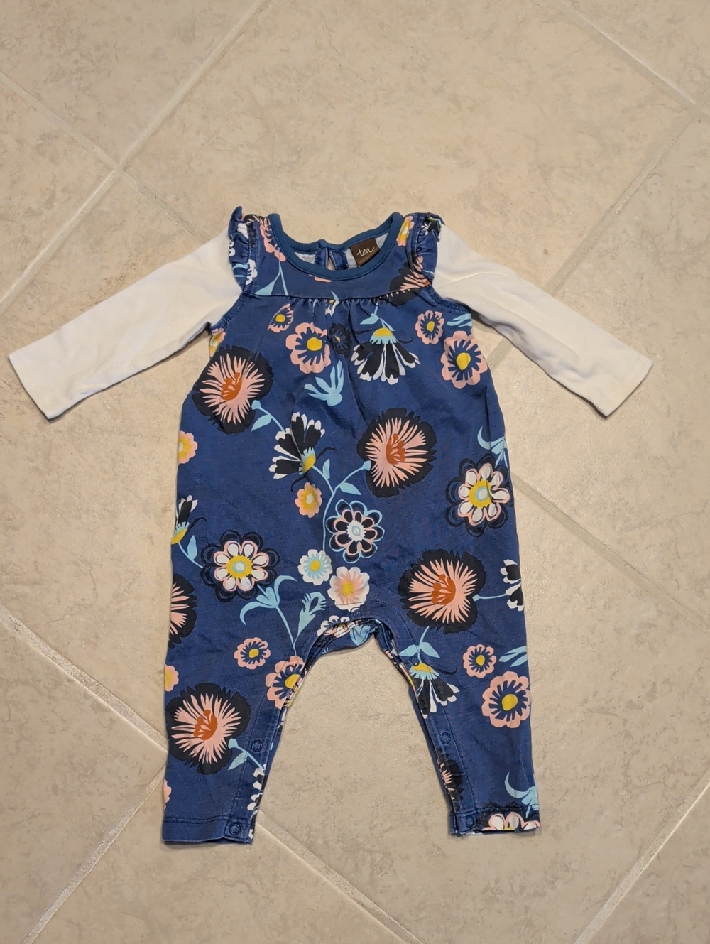 Tea Collection Floral Button Onesie Bodysuit